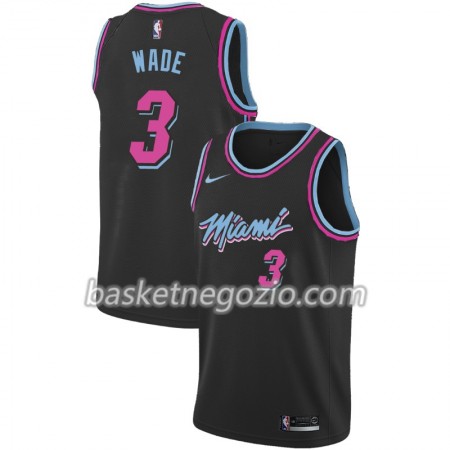 Canotte Uomo Miami Heat Dwyane Wade 3 2018-19 Nike City Edition Nero Swingman